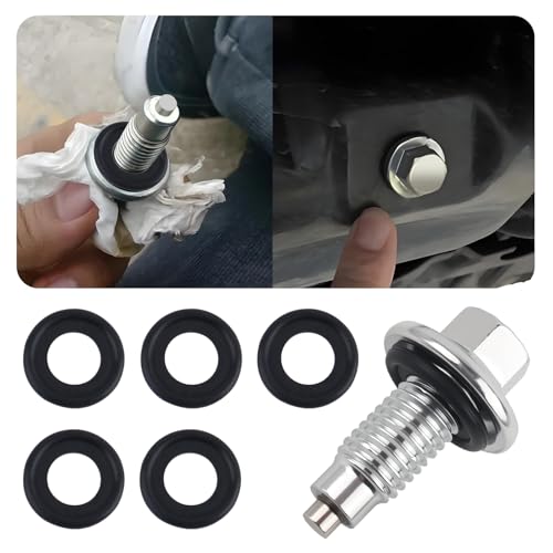 Figpade M12*1.75 Car Magnetic Oil Drain Plug with 5PCS Oil Drain Plug Gasket OEM#EJ7Z-6730-A,Sturdy Magnetic Oils Pan Drains Plugs Compatible with GMC Ford,Essential Car Oils Plugs Bolt (Magnetic M12) - Image 1
