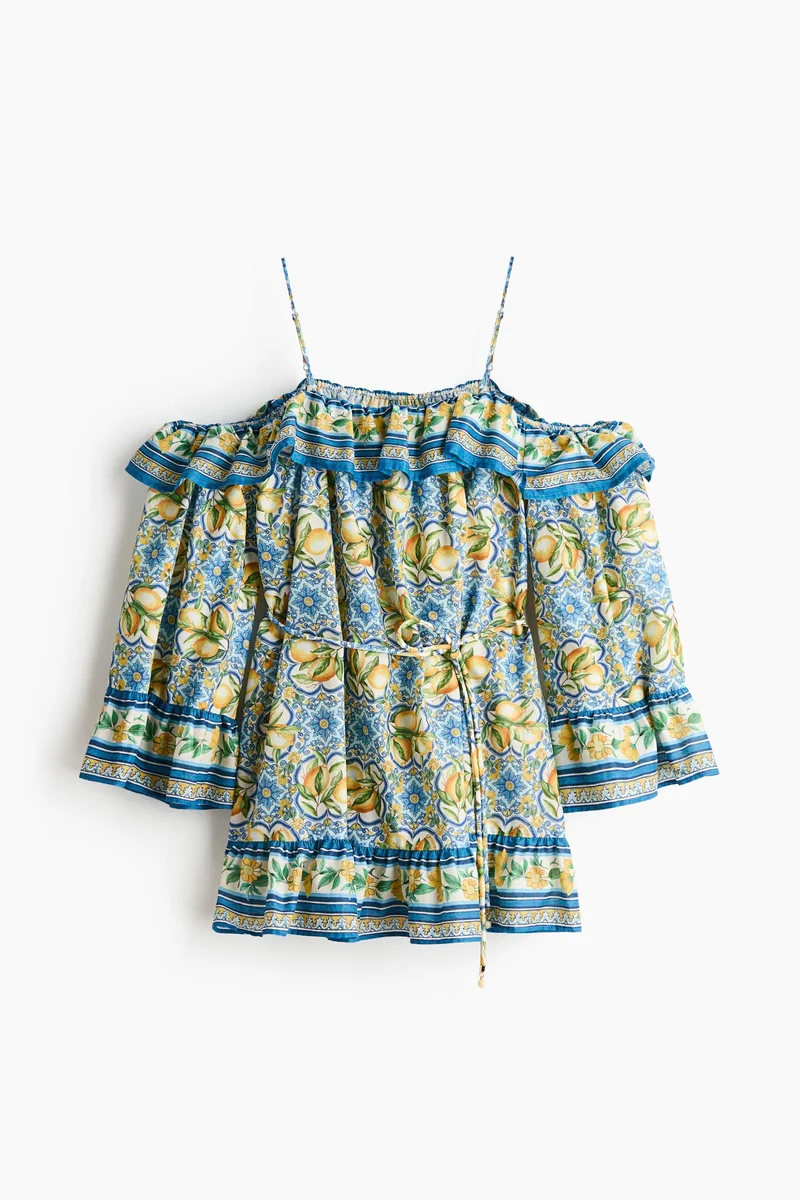 H&M Tie-belt cold shoulder dress