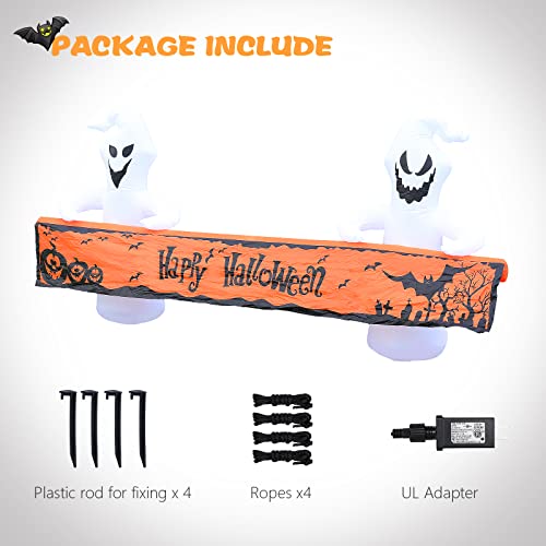 MUMTOP 8 Ft Long Inflatable Outdoor Halloween Decoration, Inflatables Ghost with Happy Halloween Decorations Blow Up with Built-in LED Lights for Yard Party Holiday Garden Decor - Image 4