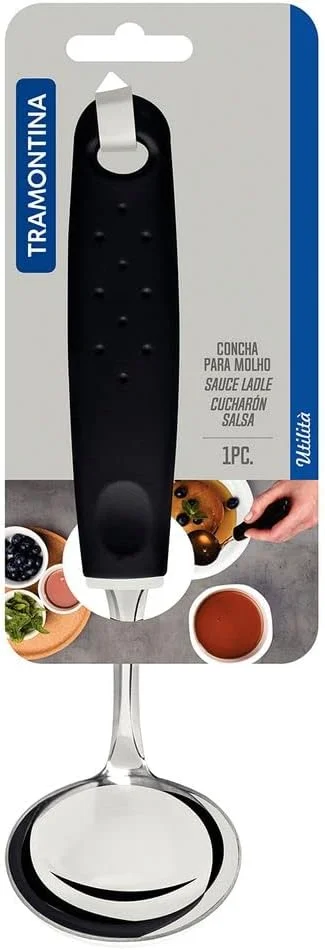ترامونتينا Utilita Stainless Steel Sauce Ladle with Black Polypropylene Handle