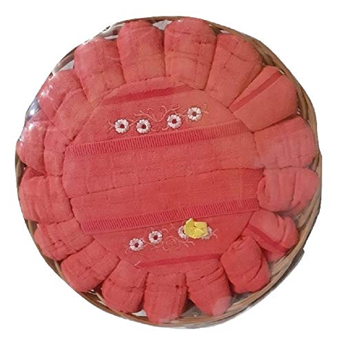 Vantra 100% Luxury Attractive Basket Towel Set 1 Gents Bath Towel, 1 Ladies Bath Towel, 2 Hand Towels Baby Pink Cotton 4 Piece Towel Set of 500 GSM - Peach - Image 2