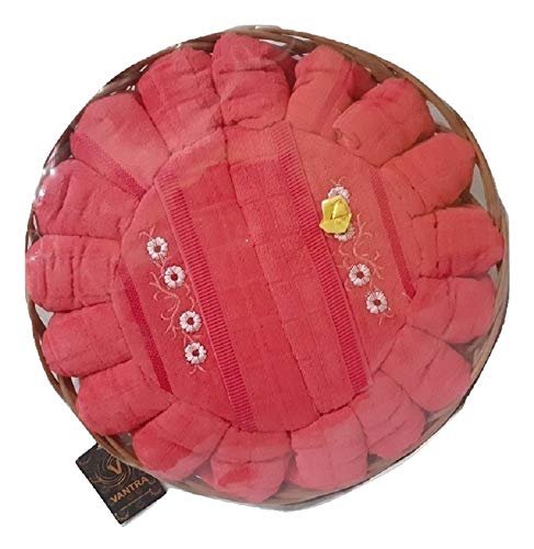 Vantra 100% Luxury Attractive Basket Towel Set 1 Gents Bath Towel, 1 Ladies Bath Towel, 2 Hand Towels Baby Pink Cotton 4 Piece Towel Set of 500 GSM - Peach - Image 1