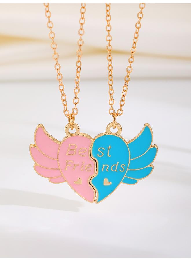 New Friendship Necklace Women's Alloy Love Rainbow Necklace Set European And American Personality Good Friend Clavicle Chain