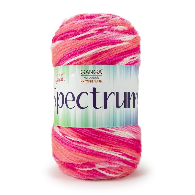 GANGA Acrowools Spectrum Acrylic Yarn -100% Acrylic Yarn, Hand Knitting and Crochet Yarn, Pack of 2 Balls - 100Gm Each (Ptr1606), Multicolor - Image 2