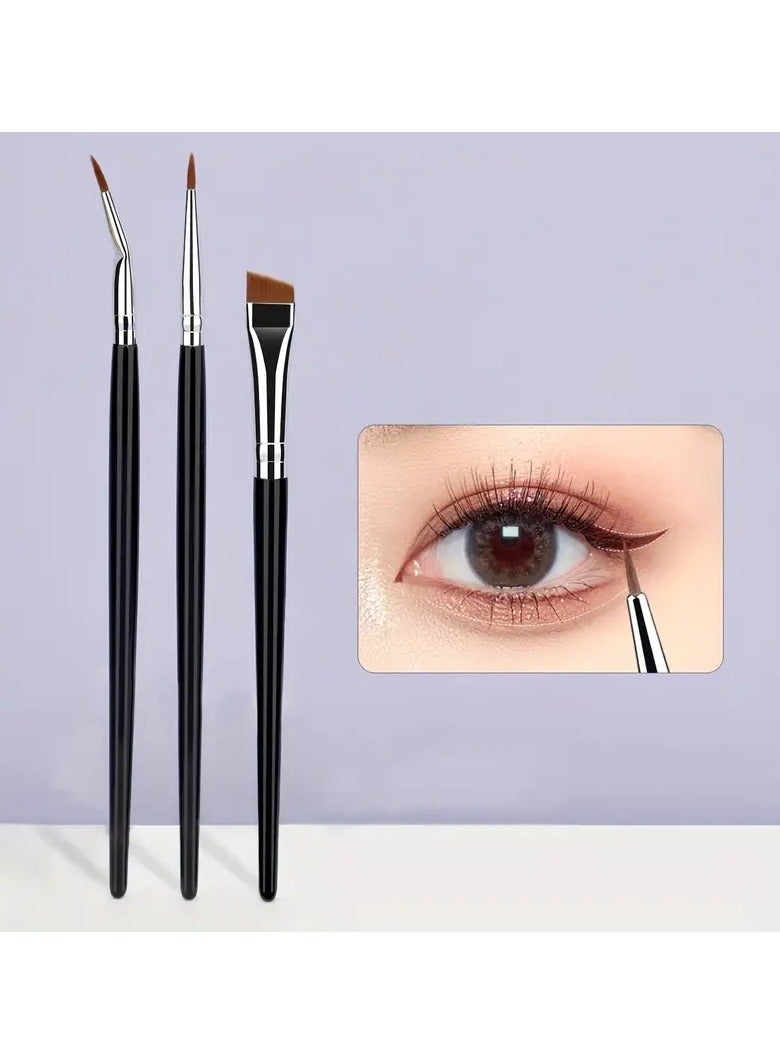 ORiTi 3pcs Eye Makeup Brush Ultra Fine Eyeliner Brush Set, Including Straight, Angled, Bent Tip, Suitable For Makeup - Image 1