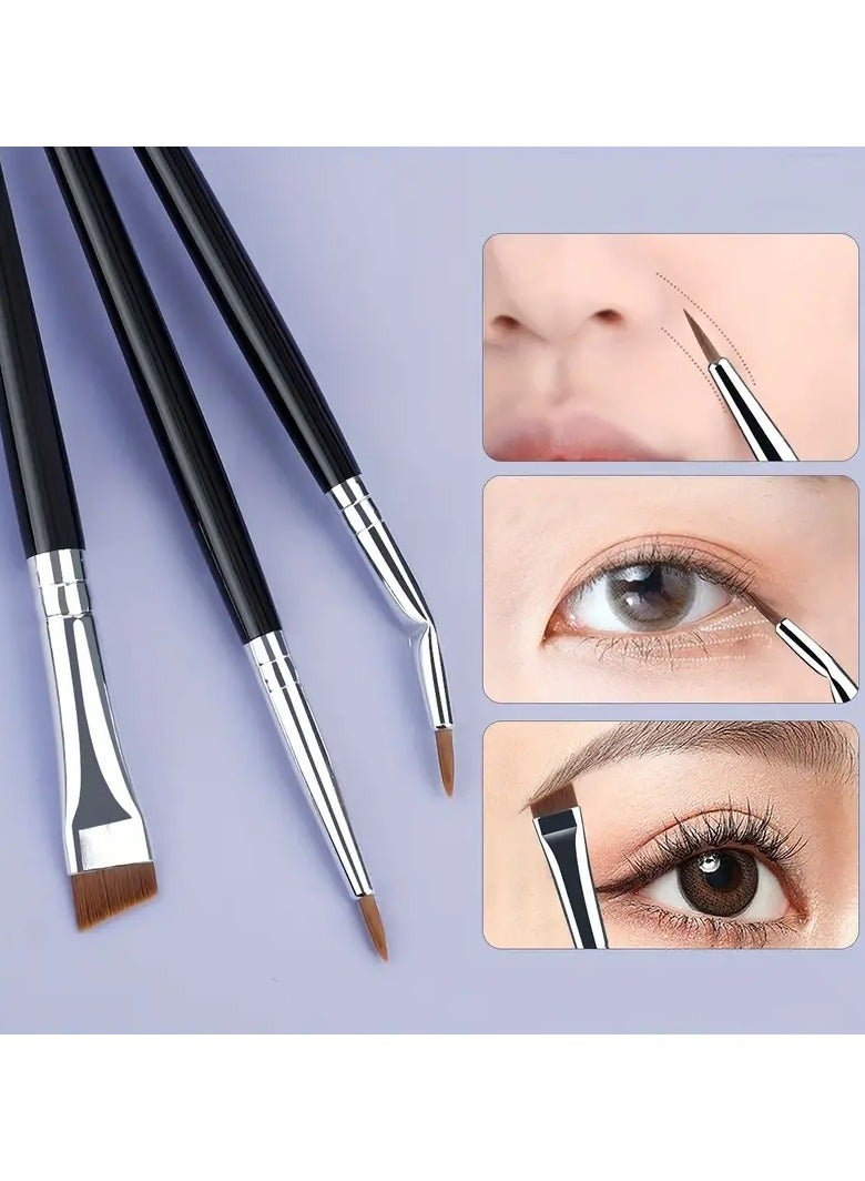 ORiTi 3pcs Eye Makeup Brush Ultra Fine Eyeliner Brush Set, Including Straight, Angled, Bent Tip, Suitable For Makeup - Image 2