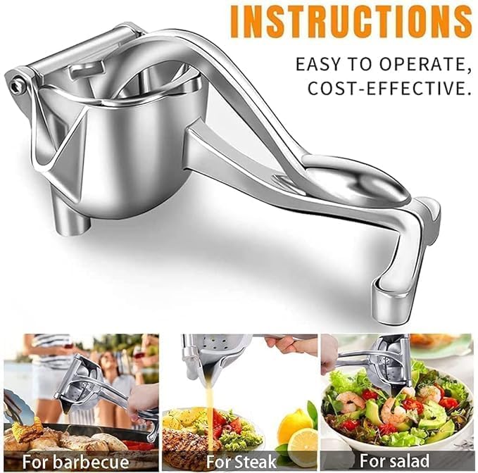 DHARMINSON Aluminium Alloy Steel Manual Fruit Juicer Hand juicer Instant Vegetables Fruit Mixer Orange Watermelon Lemon Squeezer Hand Press Juice Machine For Home Silver - Image 4