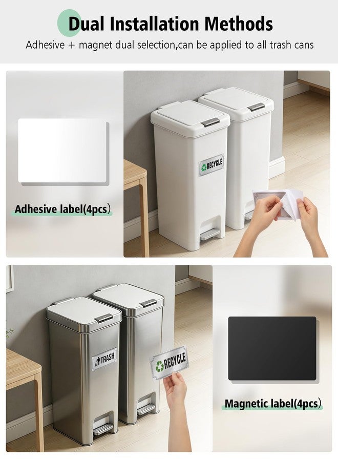 Magicheap Trash and Recycle Stickers 8 Pack, Waterproof Recycle Sticker and Trash Stickers, Trash Bin Labels Combo for Home Indoor Outdoor Office Garbage Can Waste Bin - Image 3
