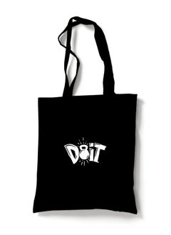 Reusable Eco Friendly Black Cotton Canvas Tote Bag/Shopping/Shoulder Bag Do It White