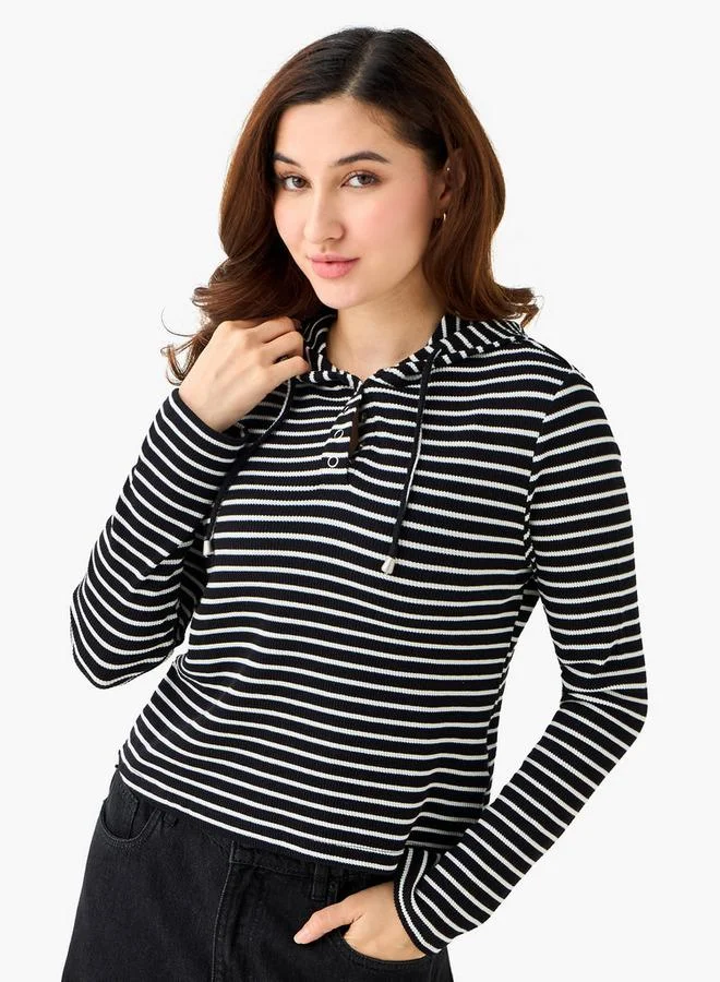 سبلاش فيڤ Women Regular Fit Striped Hoodie