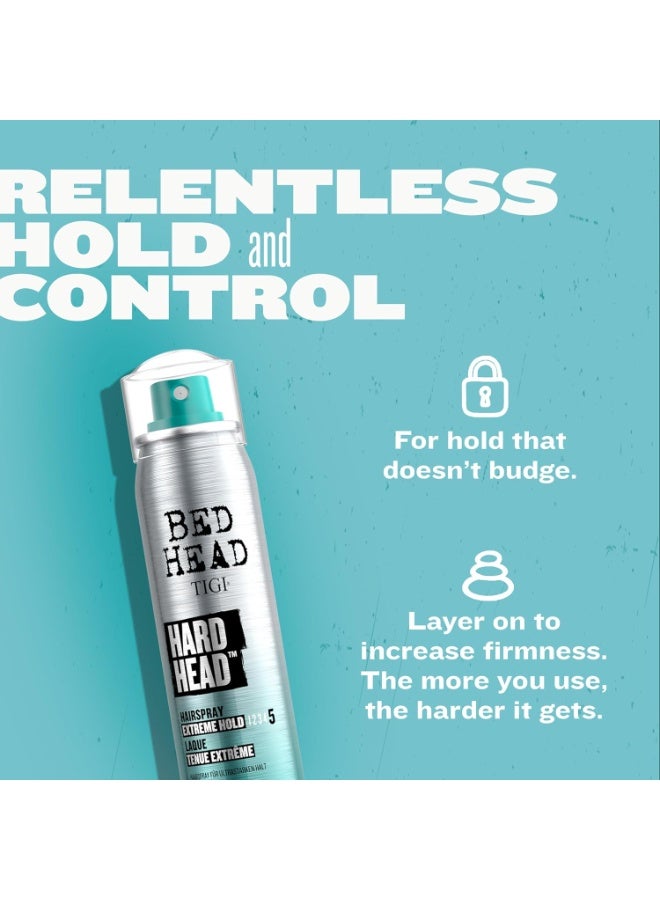 BED HEAD Travel Hairspray Extra Hold Hard Head Hair Care Spray for All Hair Types, 100ml - Image 2