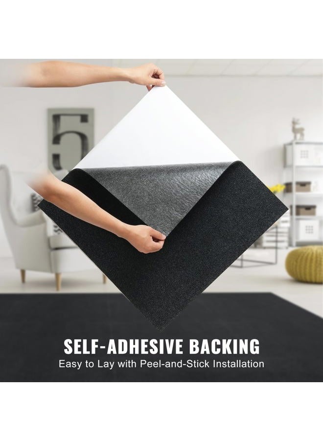 VEVOR Teppichfliesen zum Abziehen und Aufkleben, 61 x 61 cm, selbstklebende Teppichbodenfliesen, weich gepolsterte Teppichfliesen, DIY-Installation für Schlafzimmer, Wohnzimmer, (15 Stk., Schwarz) - Image 4