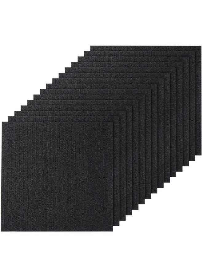 VEVOR Teppichfliesen zum Abziehen und Aufkleben, 61 x 61 cm, selbstklebende Teppichbodenfliesen, weich gepolsterte Teppichfliesen, DIY-Installation für Schlafzimmer, Wohnzimmer, (15 Stk., Schwarz) - Image 1
