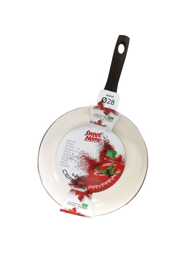 Sweet Home High-Grade Ceramic Frying Pan - Non-Sticky, Easy to Clean, Heat-Resistant Handle, Grey/Cream, 28 cm - Image 2