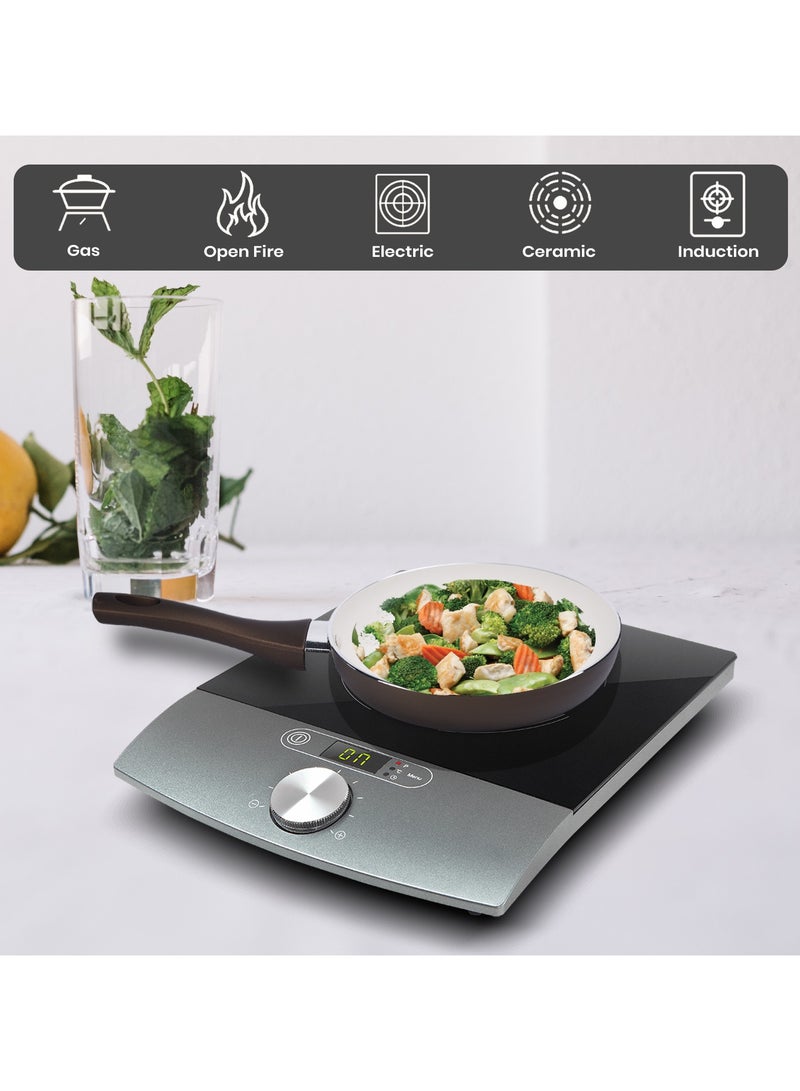 Sweet Home High-Grade Ceramic Frying Pan - Non-Sticky, Easy to Clean, Heat-Resistant Handle, Grey/Cream, 28 cm - Image 5