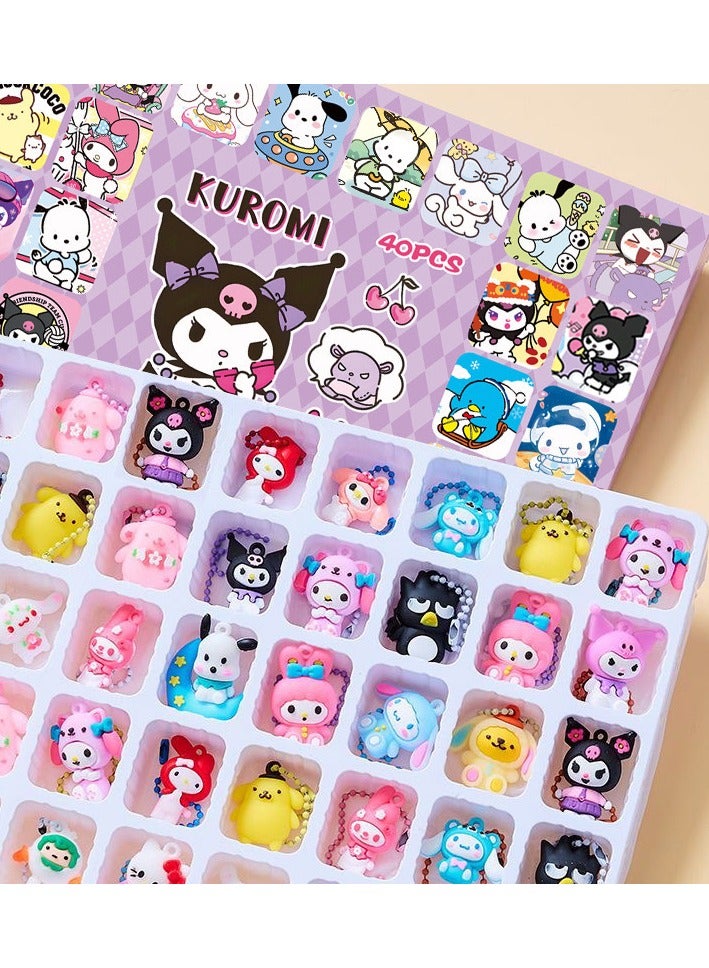 40 Pieces Mystery Box Toys Set with Anime Figure Keychain, Suprising Box Blind Box, Cute Cartoon Action Figure Blind Box, Collectible Toy , Ideal Birthday Christmas Gift for Kids,Children Party Favors kuromi - Image 1