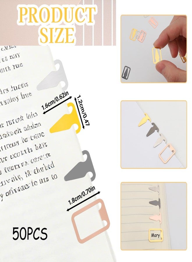 LUSTRIB 50Pcs Multicolored Book Darts Arrow Metal Bookmark, Cute 4 Colors Book Line Markers Bookmark Clip, Portable Page Markers for Students, Teacher, Readers, Book Lovers(Silver, Black, Gold, Rose Gold) - Image 2