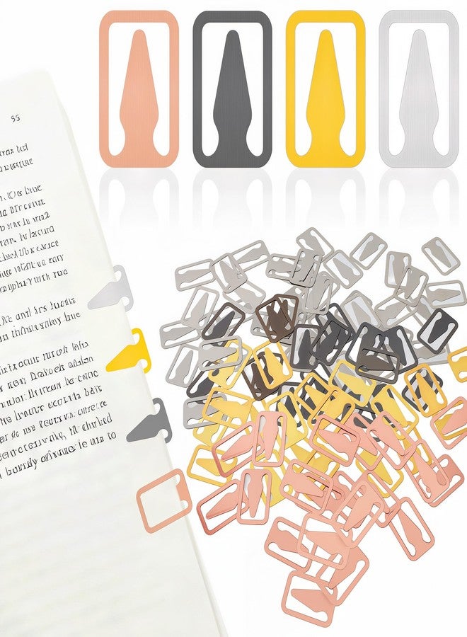 LUSTRIB 50Pcs Multicolored Book Darts Arrow Metal Bookmark, Cute 4 Colors Book Line Markers Bookmark Clip, Portable Page Markers for Students, Teacher, Readers, Book Lovers(Silver, Black, Gold, Rose Gold) - Image 1