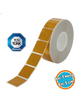 Tüvtürk Approved Yellow Partial Reflective Reflective Phosphorescent Strip Tape Intermittent Warning Tape 1 Meter
