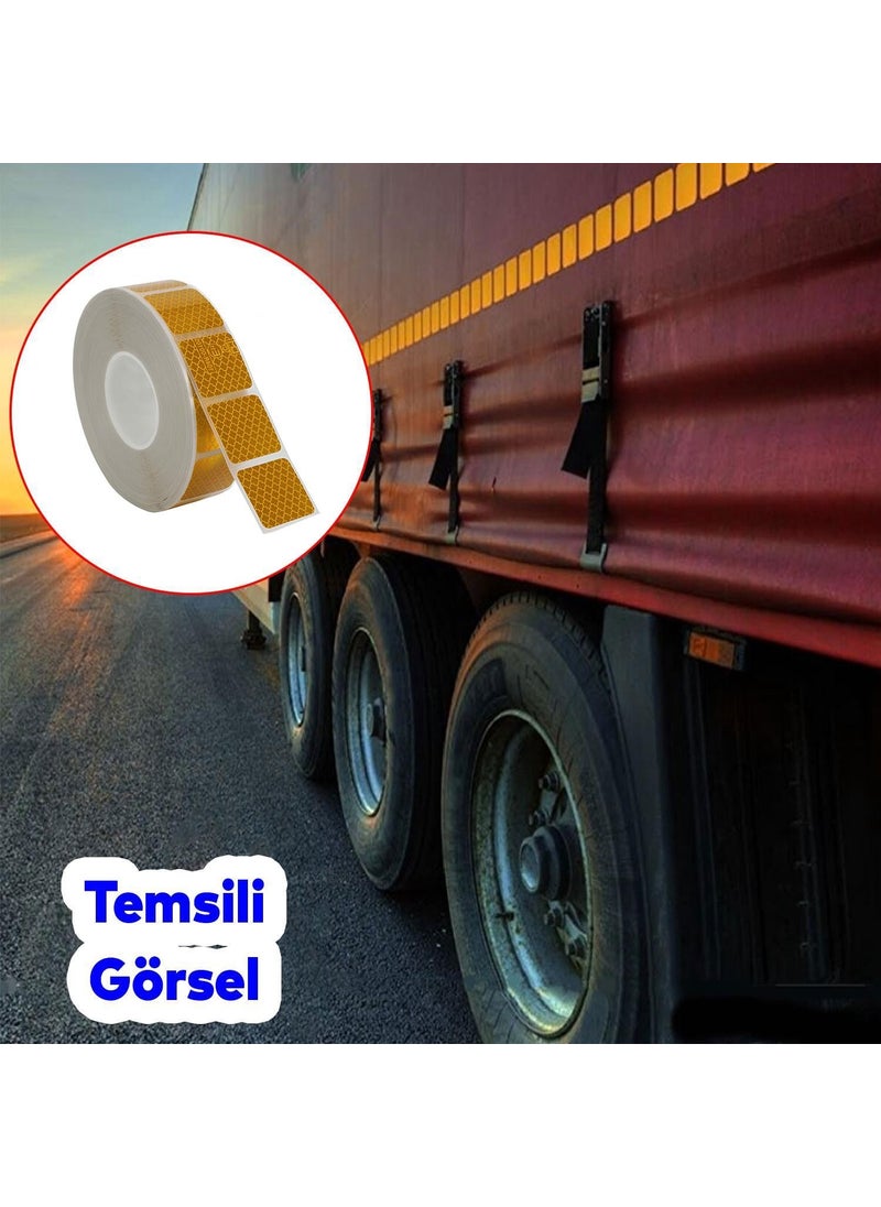 Nzb Tüvtürk Approved Yellow Partial Reflective Reflective Phosphorescent Strip Tape Intermittent Warning Tape 1 Meter  - Image 2
