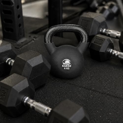 Kakss Half Coating Neoprene Kettlebell (Proudly Made in India) (black, 4kg) - Image 4