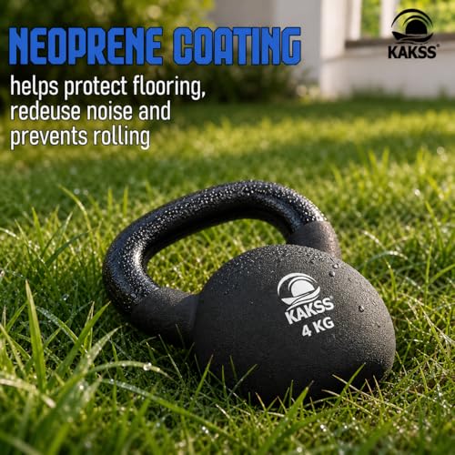 Kakss Half Coating Neoprene Kettlebell (Proudly Made in India) (black, 4kg) - Image 5
