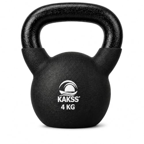 Kakss Half Coating Neoprene Kettlebell (Proudly Made in India) (black, 4kg) - Image 1