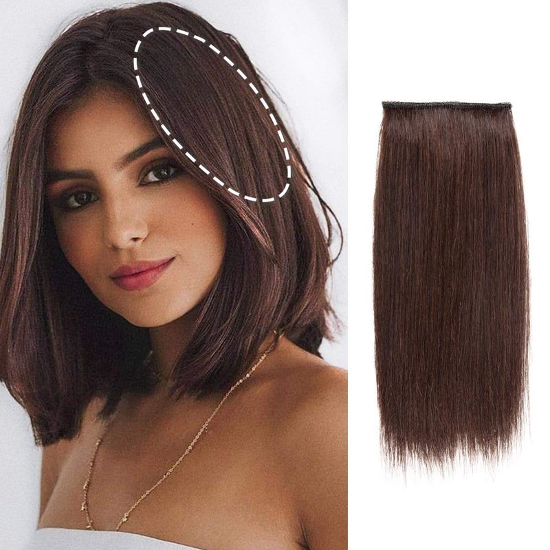 FEIPRO Invisible Hairpin Clip In Human Hair Extensions for Women With Short HairThinning Hair Silky Straight One Piece Front Hairpieces Add Hair Volume Fluffy Length Thick 12Inch2 Dark Brown