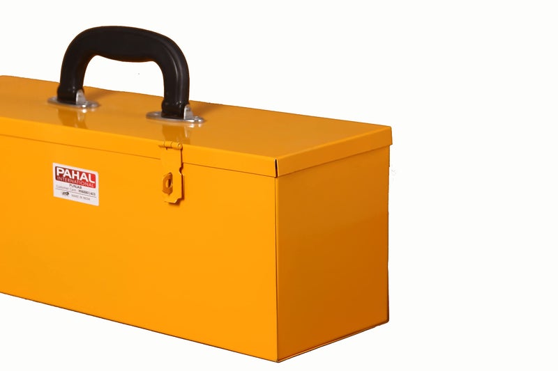 PAHAL 16 Inch Metal Tool Box – Heavy Duty Portable Tool Storage Box with Single Compartment for Electrician, Plumber, Technician, Carpenter & Mechanic, for Domestic & Industrial Use, Yellow - Image 4