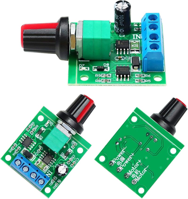 WayinTop 3 قطع من محولات تحكم سرعة المحركات ذات الجهد المنخفض بتقنية PWM، بجهود 1.8V، 3V، 5V، 6V، 12V، وقدرة تيار 2A، طراز 1803BK أو 1803B، مزودة بمفتاح تحكم قابل للتعديل ومقبض للتحكم في السرعة (عبوة تحتوي على 3 قطع). - Image 4