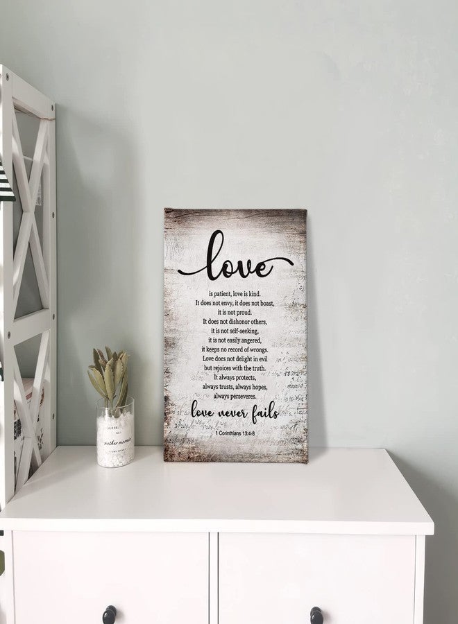 PHAMTE 1 Corinthians 13:4-8 Love Never Fails Retro Wall Art,Christian Bible Verse Scripture Print Framed Canvas Painting Artwork Home Bathroom Room Office Church Decor（11x14 Inch） - Image 4