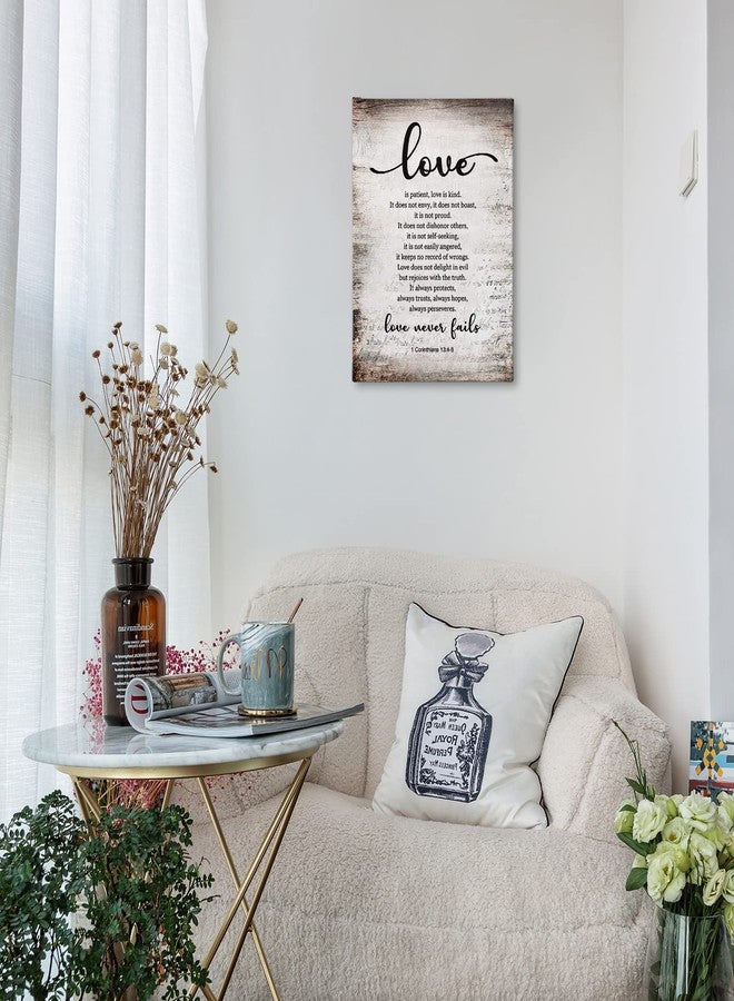 PHAMTE 1 Corinthians 13:4-8 Love Never Fails Retro Wall Art,Christian Bible Verse Scripture Print Framed Canvas Painting Artwork Home Bathroom Room Office Church Decor（11x14 Inch） - Image 2