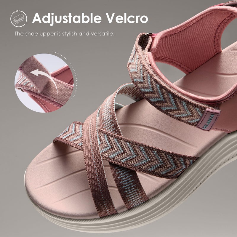 Vilanva Women's Comfortable Orthopedic Platform Walking Sandals with Arch Support Adjustable Buckle Cushioned Midsole for Plantar Fasciitis Relief Casual Sport Summer Outfits - Image 5