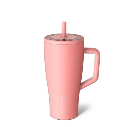 BrMate Era 30 oz Tumbler with Handle and Straw 100 Leakproof Insulated Water Bottle Tumbler with Lid and Flexible SoftSip Straw Made of Stainless Steel Cup Holder Friendly 30oz Guava