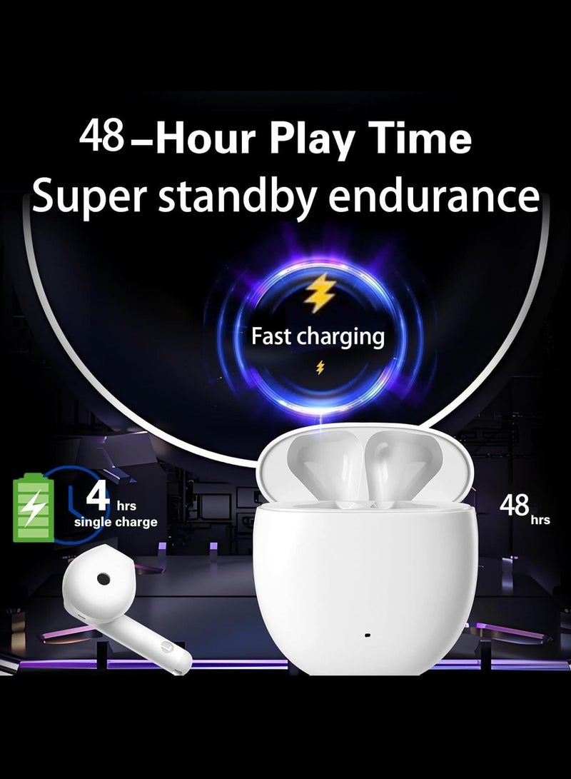 CHAPPELINE BL13 4in1 Wireless Earbuds Headset, Bluetooth Headphones In Ear with ENC Noise Cancelling Deep Bass Mic, Bluetooth Earphones, Ear Buds Headphones Waterproof with Free Silicone Case - White - Image 3