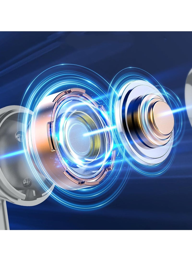 CHAPPELINE BL13 4in1 Wireless Earbuds Headset, Bluetooth Headphones In Ear with ENC Noise Cancelling Deep Bass Mic, Bluetooth Earphones, Ear Buds Headphones Waterproof with Free Silicone Case - White - Image 4