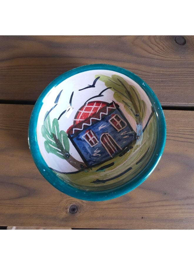 كلور زون بوتري بوله من الفخار و الخزف رسم يدوي للديكور ولتقديم الطعام آمنة للاستخدام في الميكروويف وغسالة الأطباق والفرن، خفيفة الوزن ومقاومة للخدش 10 سم - Image 1