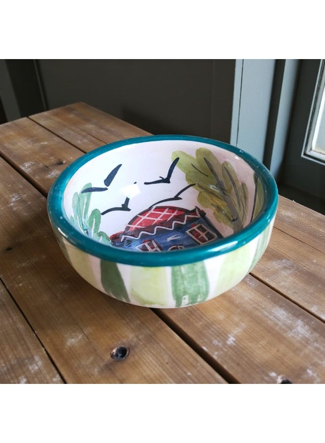 كلور زون بوتري بوله من الفخار و الخزف رسم يدوي للديكور ولتقديم الطعام آمنة للاستخدام في الميكروويف وغسالة الأطباق والفرن، خفيفة الوزن ومقاومة للخدش 10 سم - Image 2