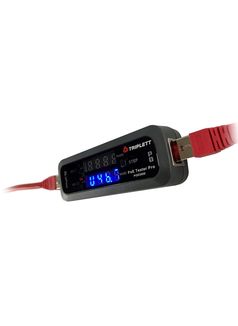 Triplett Triplett POE2000 PoE Tester Pro Inline Power Over Ethernet Detector  PSETypeClass Power Source Polarity Voltage and Current  - Image 1