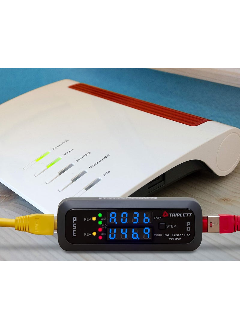 Triplett Triplett POE2000 PoE Tester Pro Inline Power Over Ethernet Detector  PSETypeClass Power Source Polarity Voltage and Current  - Image 5
