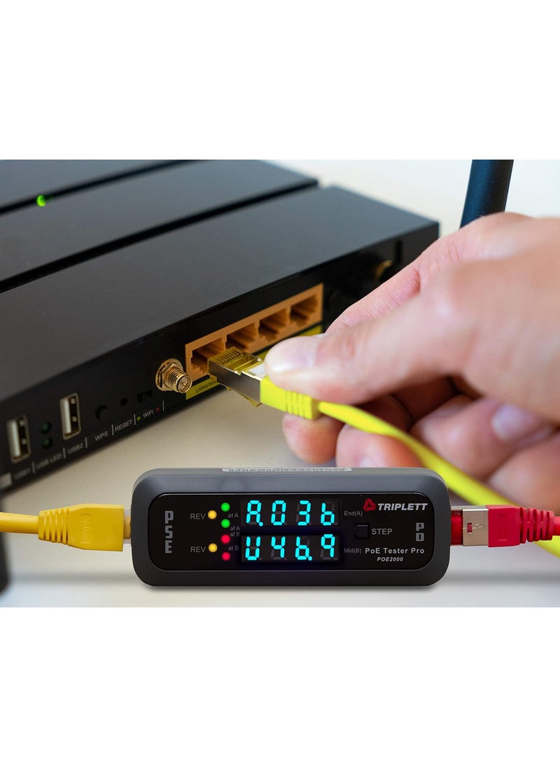 Triplett Triplett POE2000 PoE Tester Pro Inline Power Over Ethernet Detector  PSETypeClass Power Source Polarity Voltage and Current  - Image 4