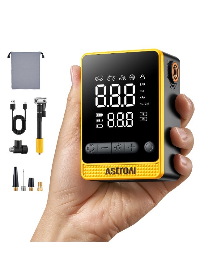 أسترواي AstroAI منفاخ إطارات لاسلكي محمول 150 PSI، مضخة هواء رقمية مع إيقاف تلقائي، شاشة LCD، قابلة لإعادة الشحن للسيارات والدراجات النارية والدراجات والكرات - Image 1