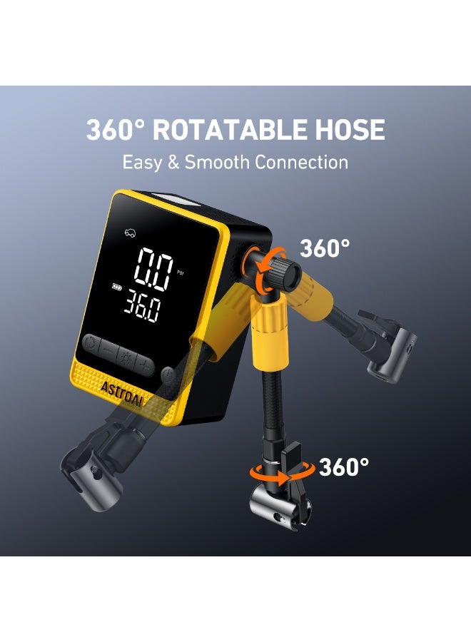 أسترواي AstroAI منفاخ إطارات لاسلكي محمول 150 PSI، مضخة هواء رقمية مع إيقاف تلقائي، شاشة LCD، قابلة لإعادة الشحن للسيارات والدراجات النارية والدراجات والكرات - Image 3