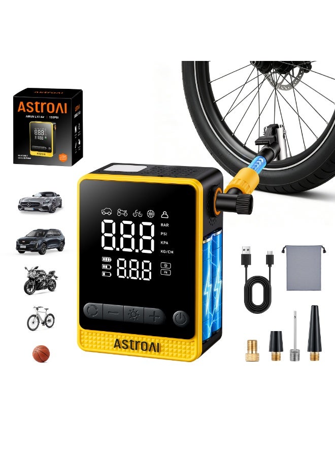 AstroAI Mini Tire Inflator Portable Air Compressor, 150 PSI Cordless Tire Pump with LCD Display, Auto Shut-Off, Rechargeable Air Pump for Car, Bike, Motorcycle & Sports Balls - Image 1