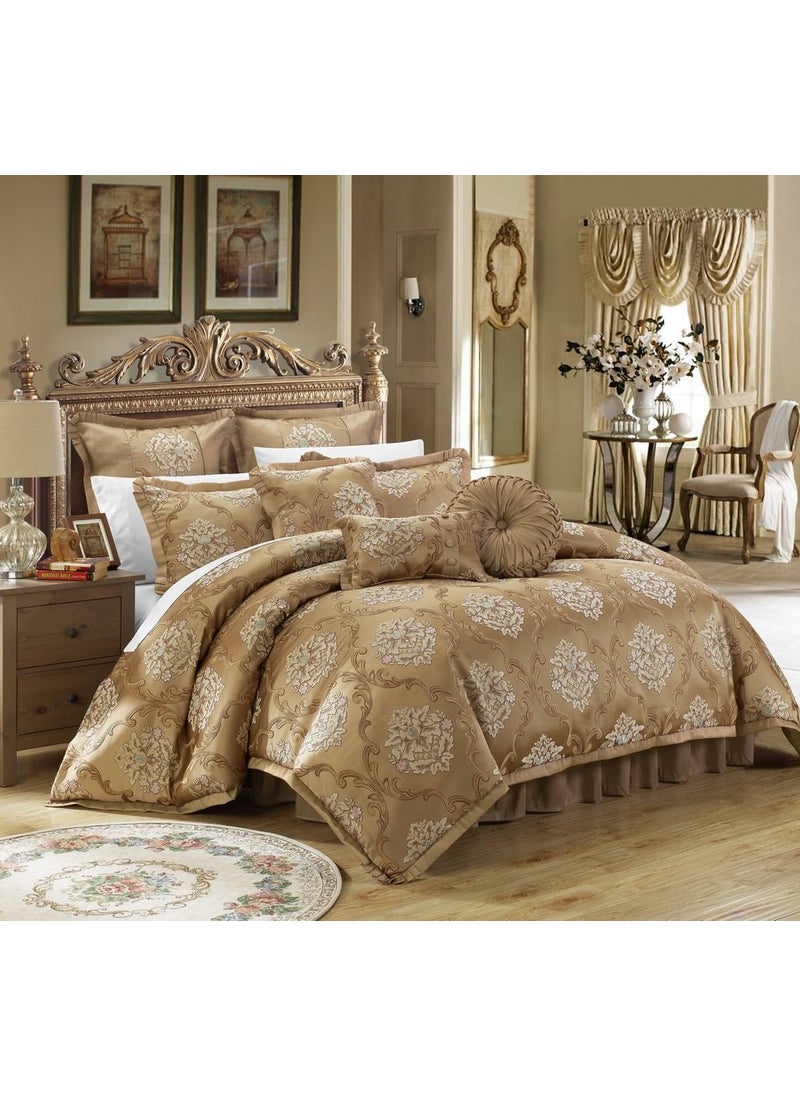 Chic Home Chic Home Aubrey King Size Comforter Set with Bed Skirt Shams and 3 Decorative Pillows  Jacquard Bed Comforter King with Hypoallergenic Fill Gold 