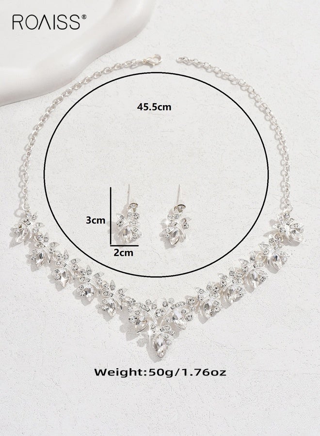 رويس مجموعة مجوهرات زفاف من الزركون وقلادة وأقراط زفاف أنيقة لحفلات الزفاف وفساتين السهرة وإكسسوارات للنساء وفكرة هدية للعروس - Image 2