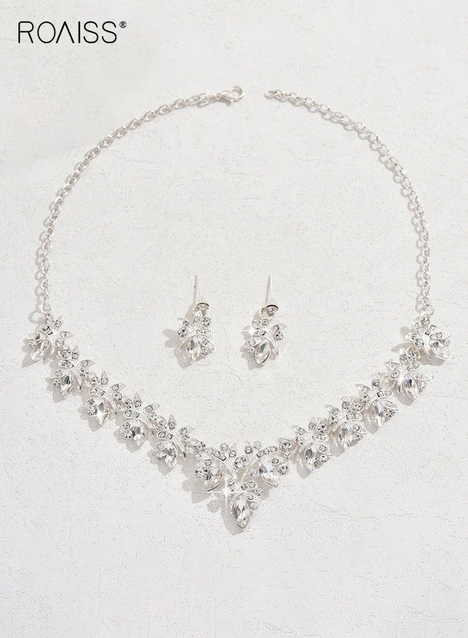 رويس مجموعة مجوهرات زفاف من الزركون وقلادة وأقراط زفاف أنيقة لحفلات الزفاف وفساتين السهرة وإكسسوارات للنساء وفكرة هدية للعروس - Image 5