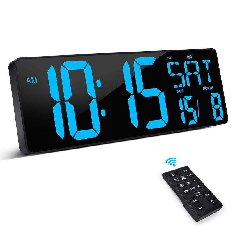 XREXS Large Digital Wall Clock with Remote Control 165 Inch LED Large Display Count Up  Down Timer Adjustable Brightness Alarm Clock with DayDateTemperature for Home Gym Office and Classroom