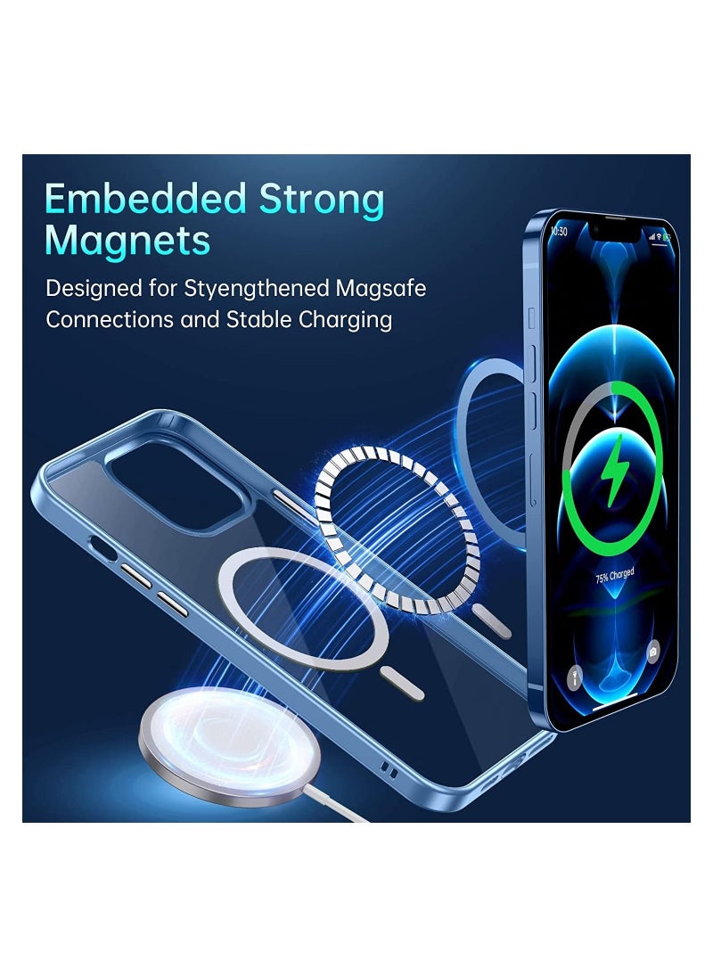 Generic - Built in Magnets Compatible with MagSafe Clear Hard PC Back Cover Soft TPU Frame Shockproof Protective Slim Bumper Case for iPhone 14 Pro Max_Light Blue - Image 1