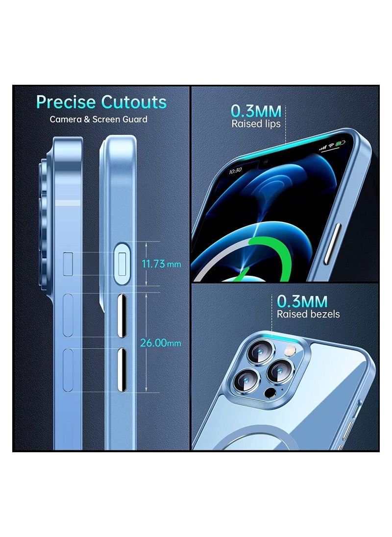 Generic - Built in Magnets Compatible with MagSafe Clear Hard PC Back Cover Soft TPU Frame Shockproof Protective Slim Bumper Case for iPhone 14 Pro Max_Light Blue - Image 1